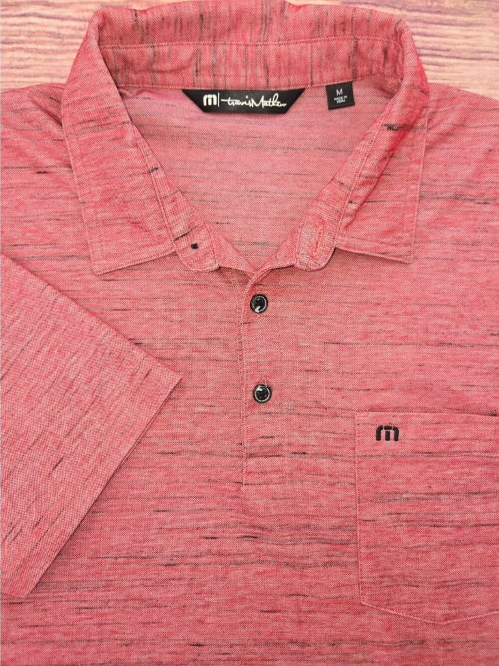 Travis Mathew Mens Red Heathered Pima Blend Polo Medium